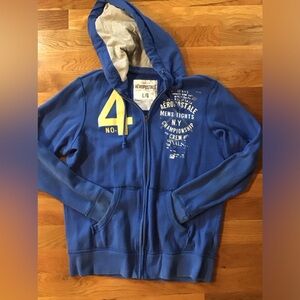Aeropostale Men's Long Sleeve Full Zip Hoodie Pullover Casual blue size large